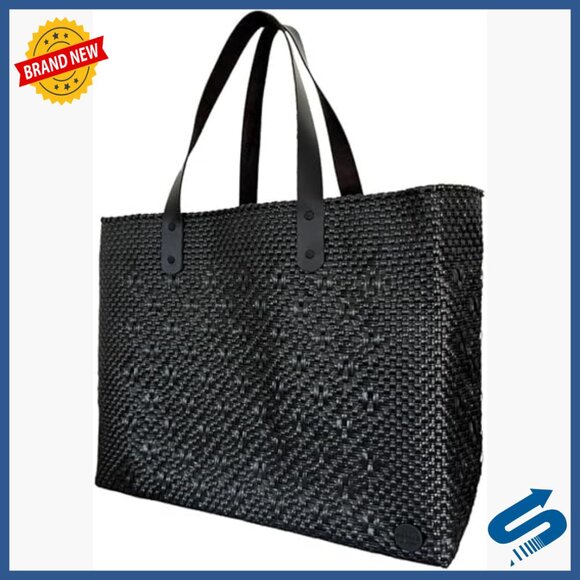 Handbags - Large Recycled Plastic Tote Bag, Handwoven Mexican Artisan Beach Bag